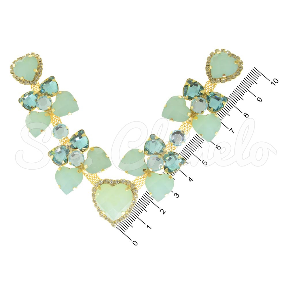 Cabedal Elisa, Banhado, Rebite, Menta/Azul Tiffany