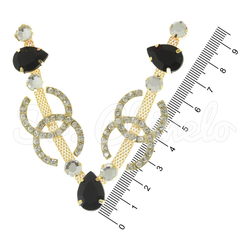 Cabedal Chanelle, Banhado, Rebite, Preto