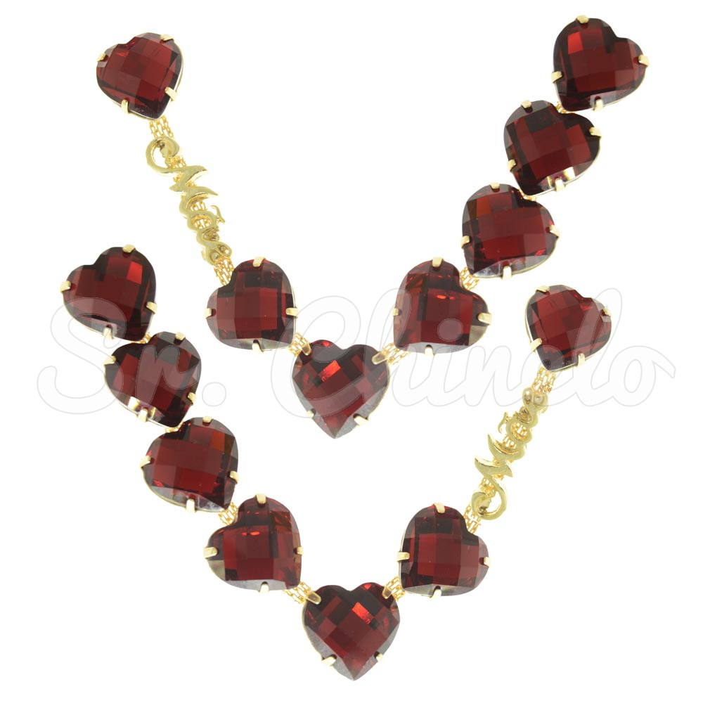 Cabedal Mãe, Coração, Banhado, Rebite, Vermelho