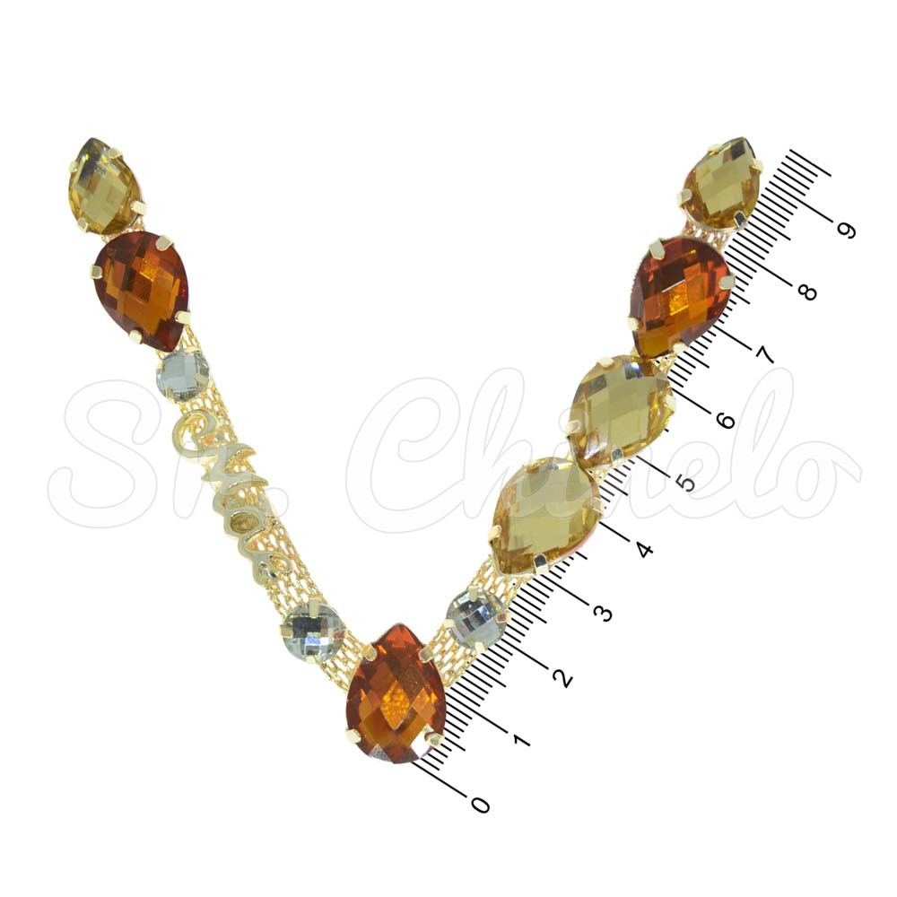 Cabedal Mãe, Gotas, Banhado, Rebite, Dourado/Marrom