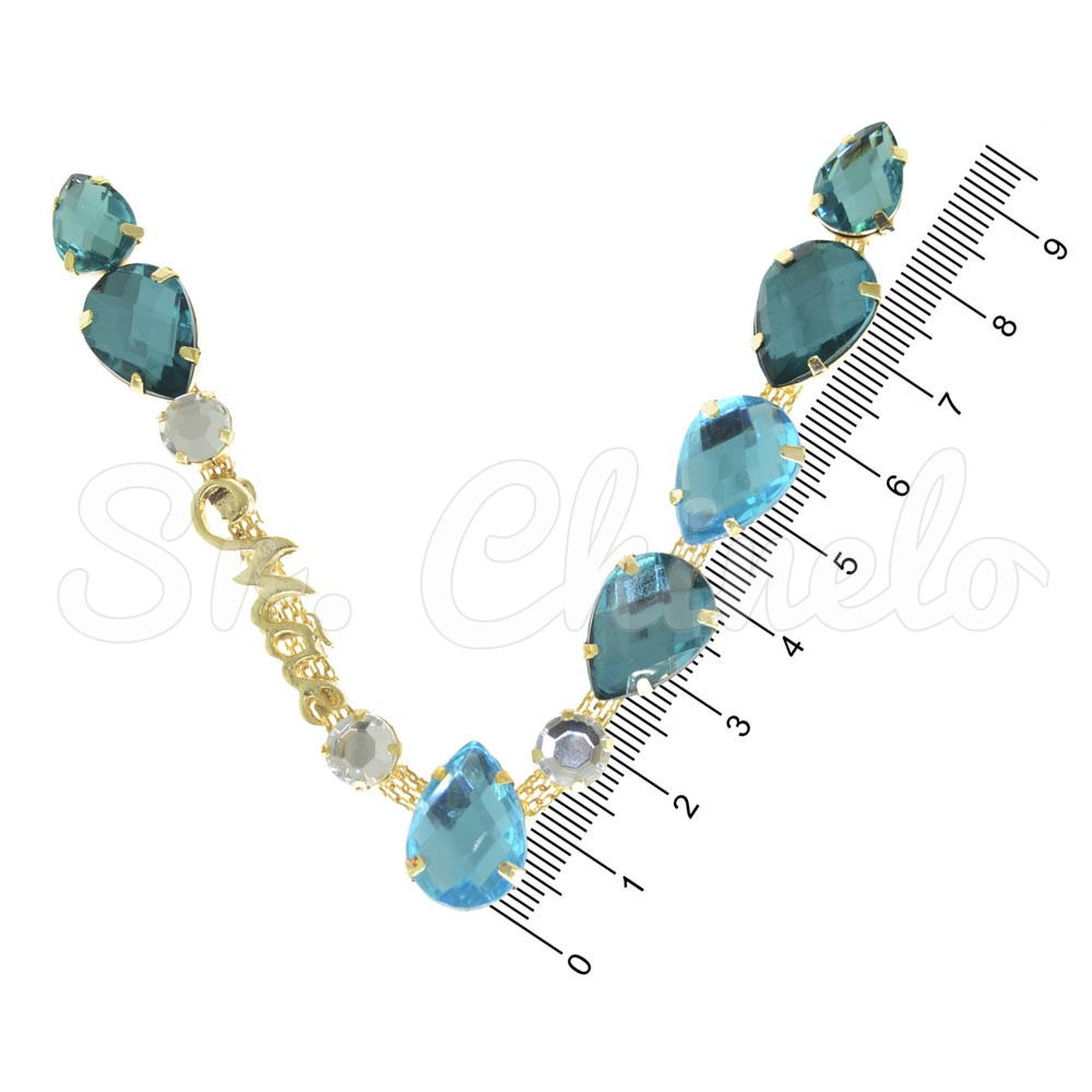 Cabedal Mãe, Gotas, Banhado, Rebite, Tiffany/Turquesa