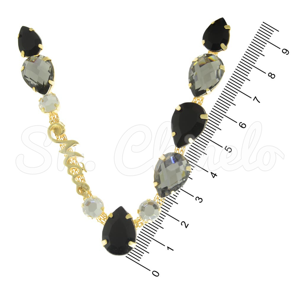 Cabedal Mãe, Gotas, Banhado, Rebite, Preto/Fumê