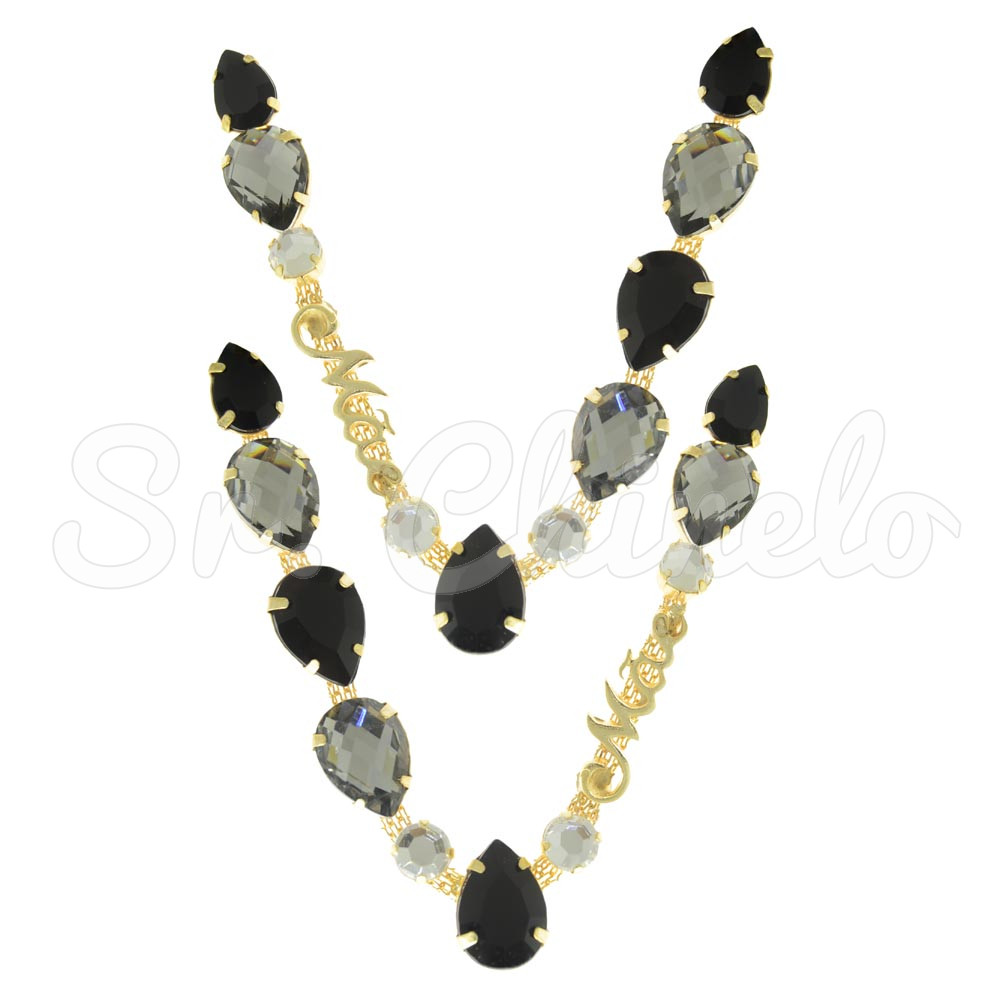 Cabedal Mãe, Gotas, Banhado, Rebite, Preto/Fumê