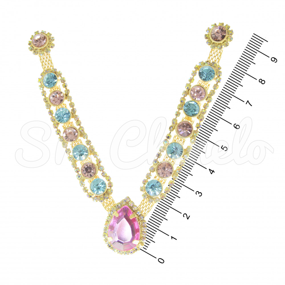 Cabedal Natália, Banhado, Rebite, Rosa Claro/Azul Tiffany