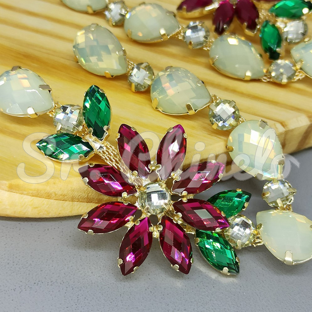 Cabedal Daisy, Banhado, Rebite, Branco Opal/Rosa