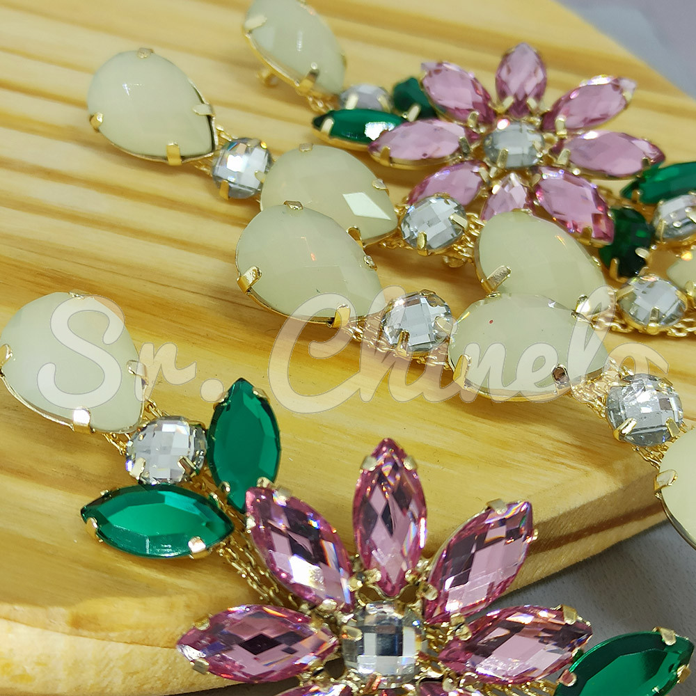 Cabedal Daisy, Banhado, Rebite, Branco Opal/Rosa Claro