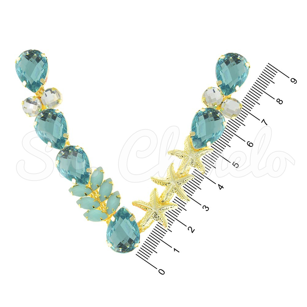 Cabedal Estela, Banhado, Rebite, Azul Tiffany