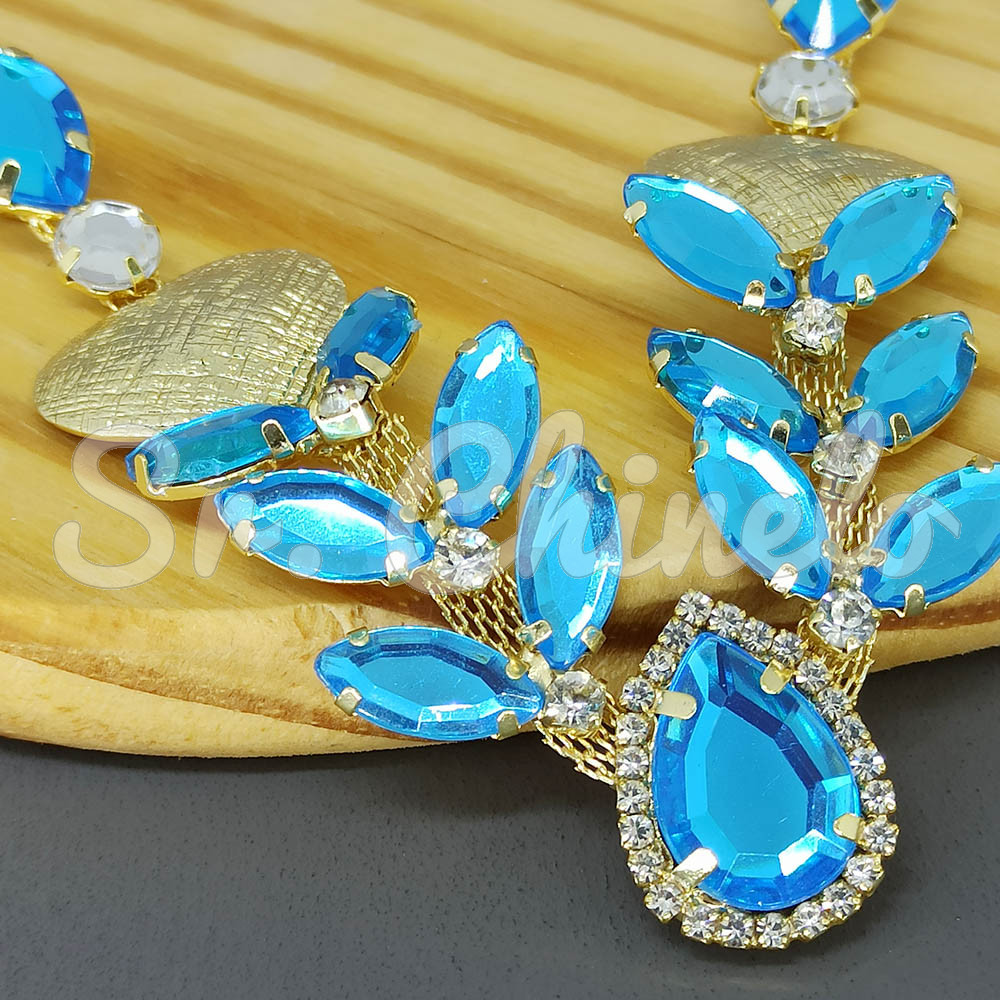 Cabedal Amara, Banhado, Rebite, Azul Tiffany