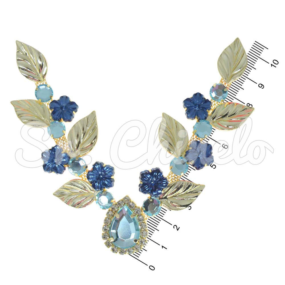 Cabedal Teresa, Banhado, Rebite, Azul Claro/Marinho