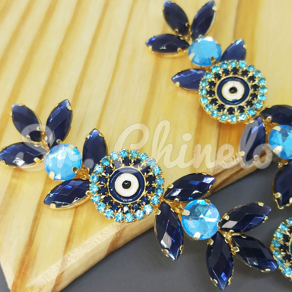 Cabedal Selene, Olho Grego, Banhado, Rebite, Marinho