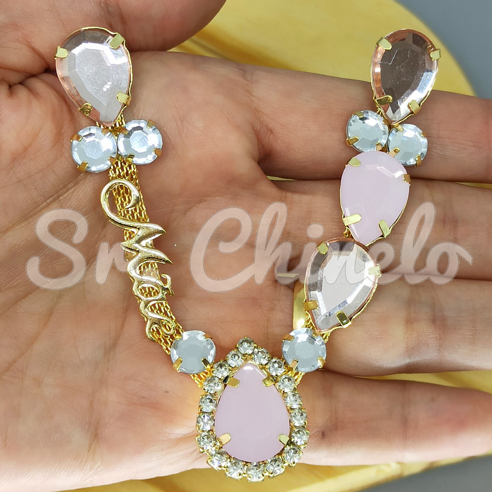 Cabedal Mãe, Gotas com Strass, Banhado, Rebite