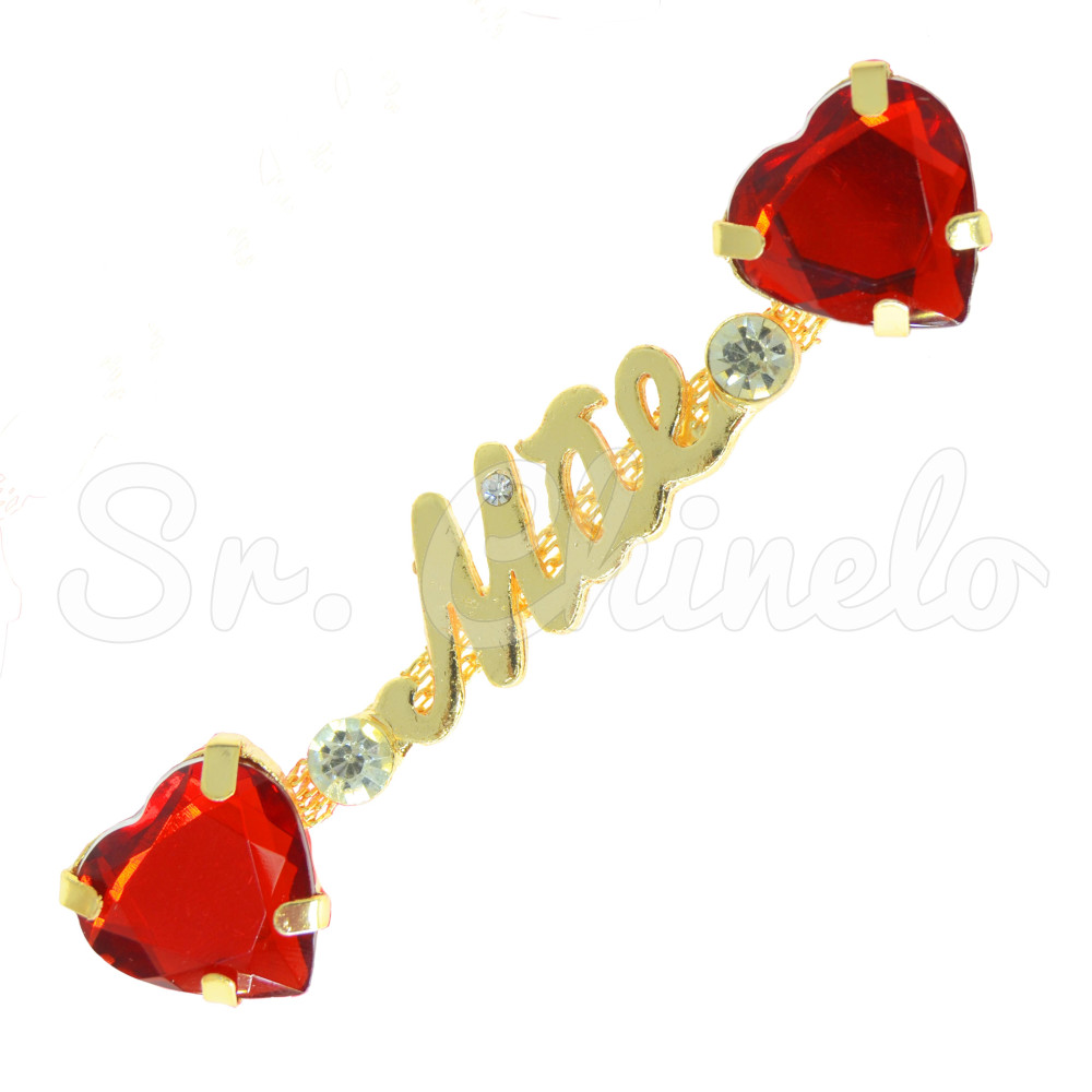 Cabedal Mãe, Coração, Banhado, Rebite, Vermelho