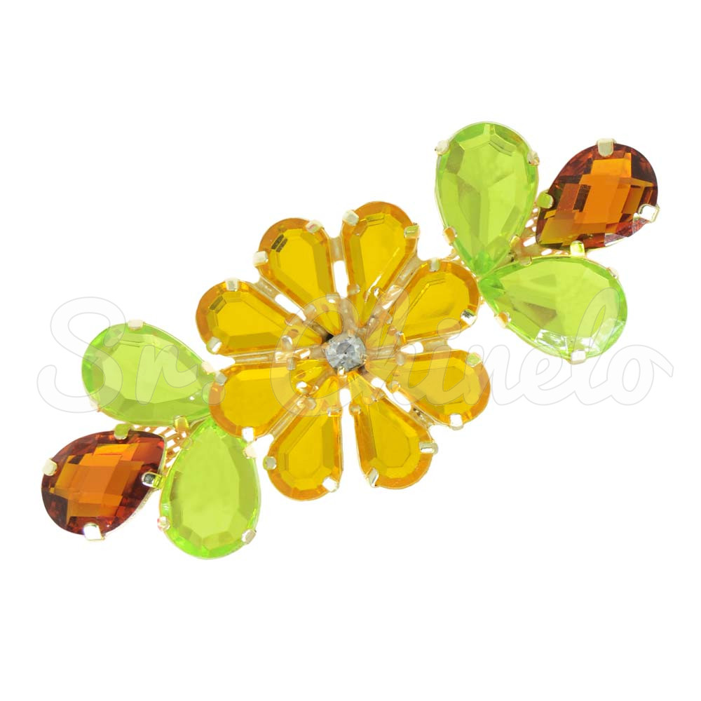 Cabedal Cris, Banhado, Rebite, Amarelo/Verde