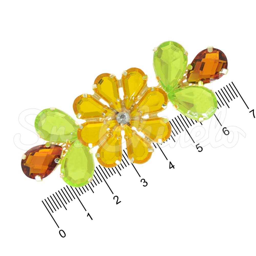 Cabedal Cris, Banhado, Rebite, Amarelo/Verde