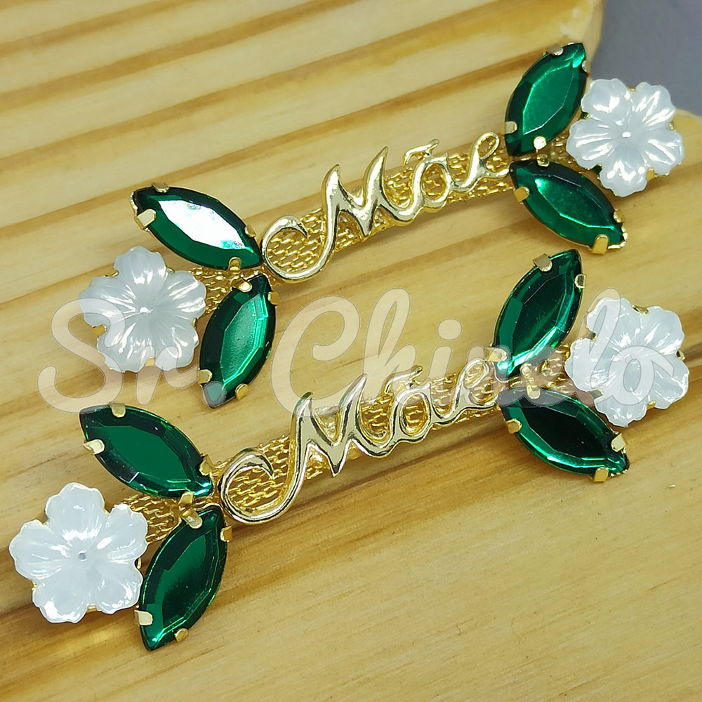 Cabedal Mãe, Florzinha, Banhado, Rebite, Branco/Verde