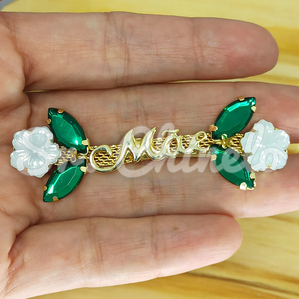 Cabedal Mãe, Florzinha, Banhado, Rebite, Branco/Verde