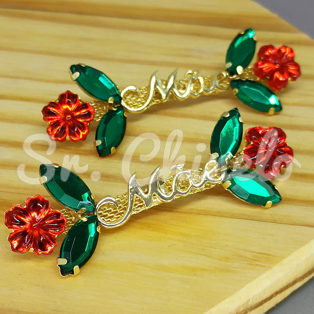 Cabedal Mãe, Florzinha, Banhado, Rebite, Vermelho/Verde