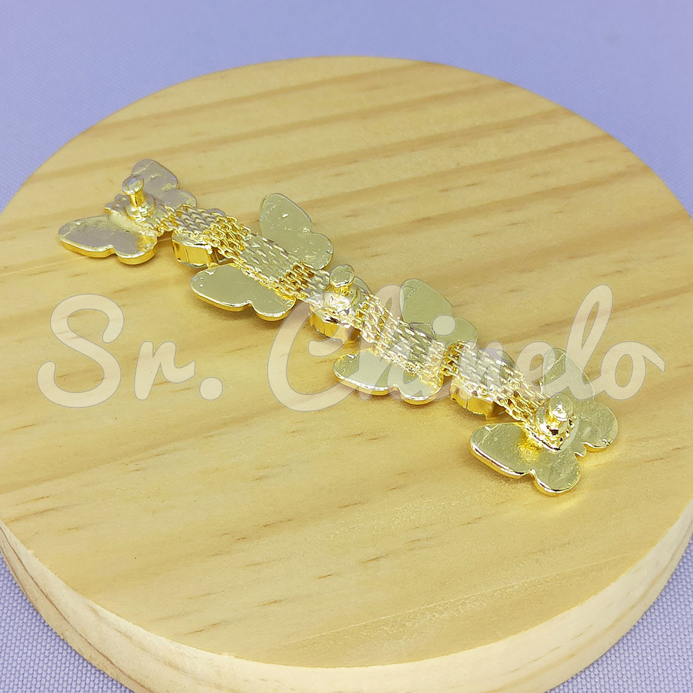 Cabedal Alícia, Banhado, Rebite, Borboletas, Colorido Pastel