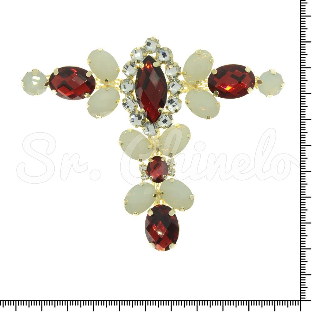 Cabedal Tamara, Banhado, Rebite, Vermelho/Branco Opal