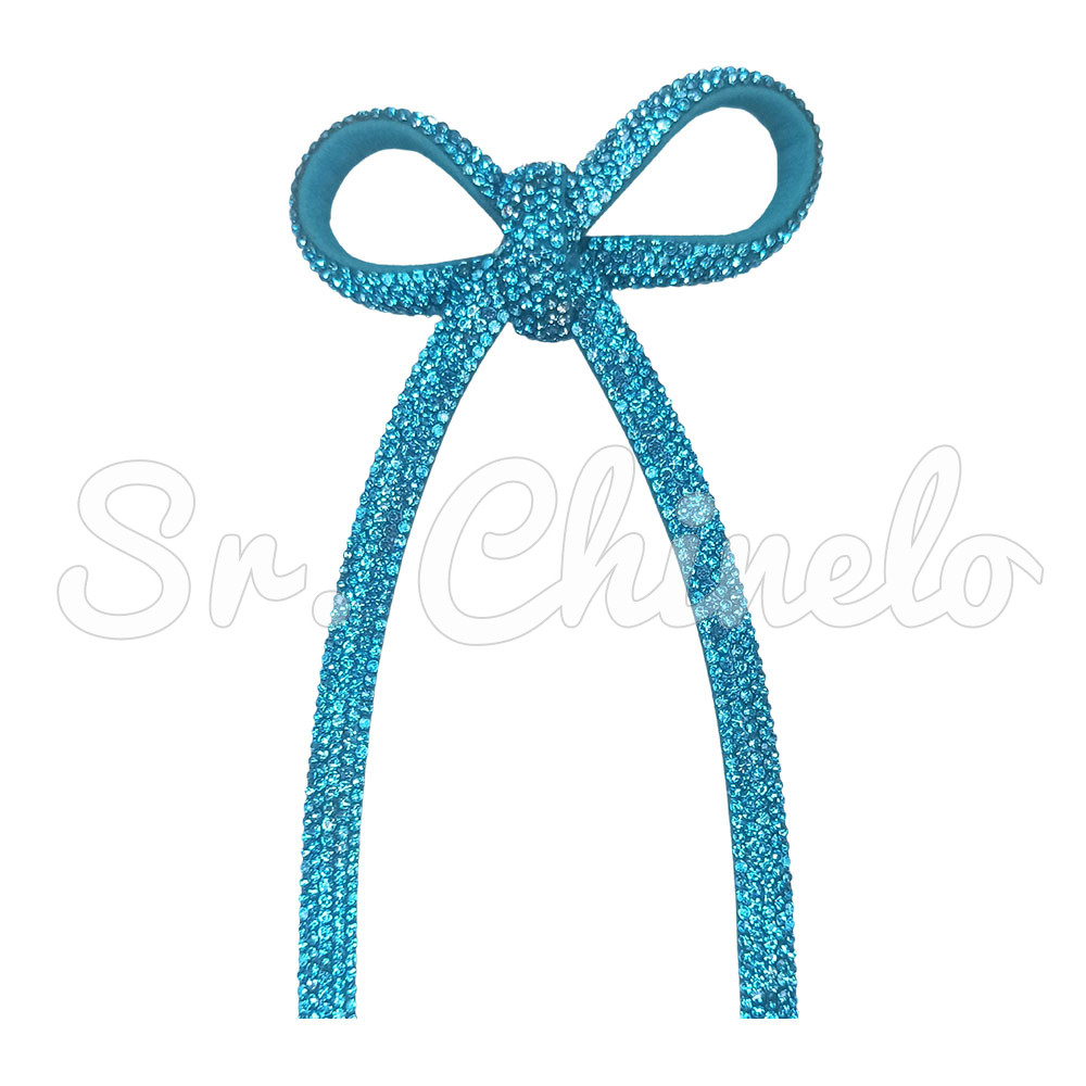 Cabedal Laço Meia Cana 08mm, Tecido, Azul/Tiffany