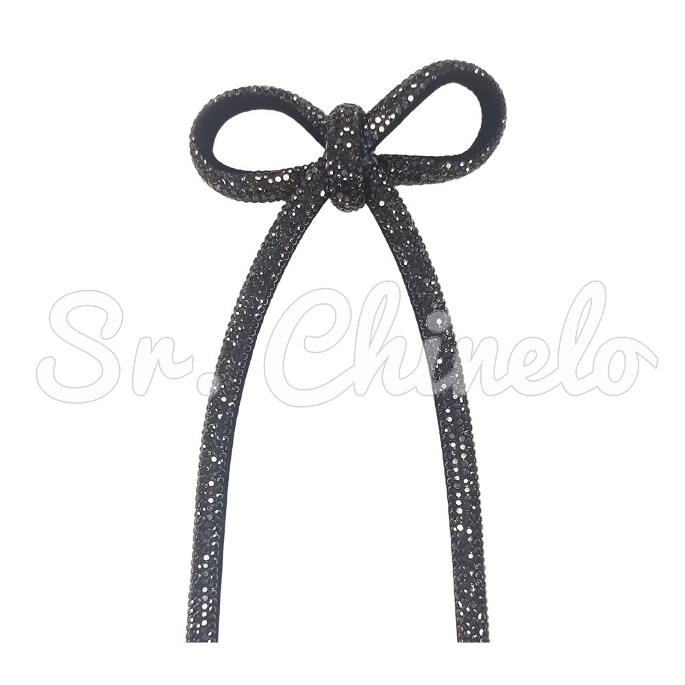 Cabedal Laço Meia Cana 08mm, Tecido, Preto/Grafite