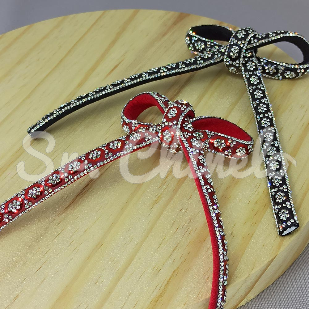Cabedal 74002 Laço Meia Cana 10mm, Tecido, Vermelho/Cristal