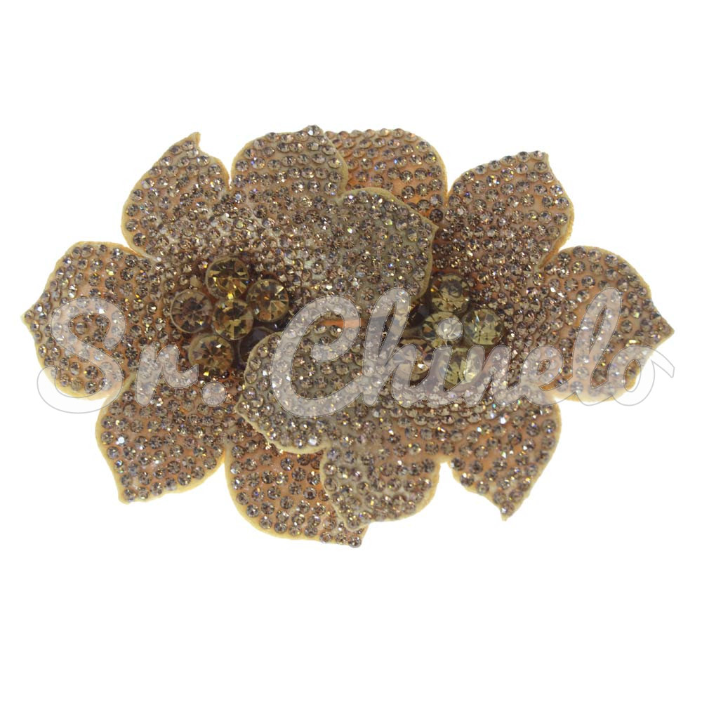 Cabedal Flor Dupla, Tecido, Marrom Ouro