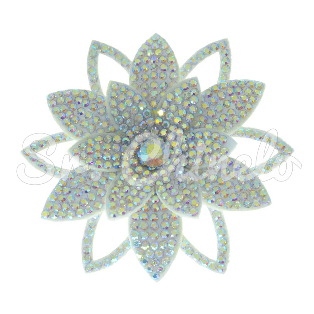 Cabedal Sandra, Flor com Strass, Tecido, Branco/Furtacor