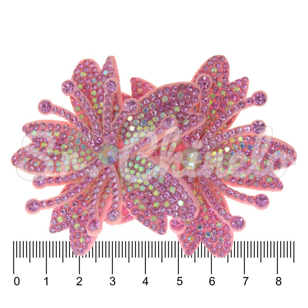 Cabedal Mavie, Duas Flores com Strass, Tecido, Rosa Claro Furtacor