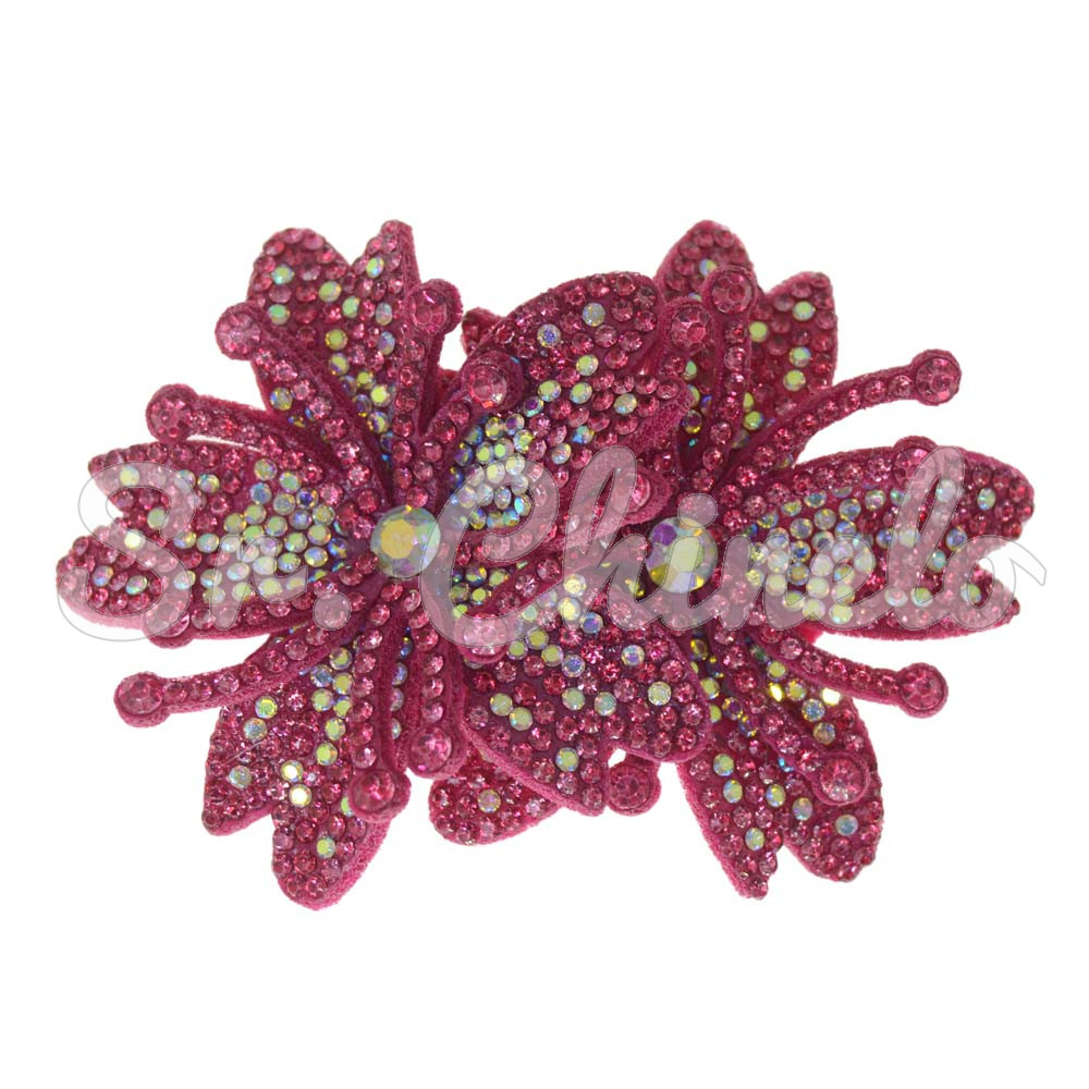 Cabedal Mavie, Duas Flores com Strass, Tecido, Pink Furtacor