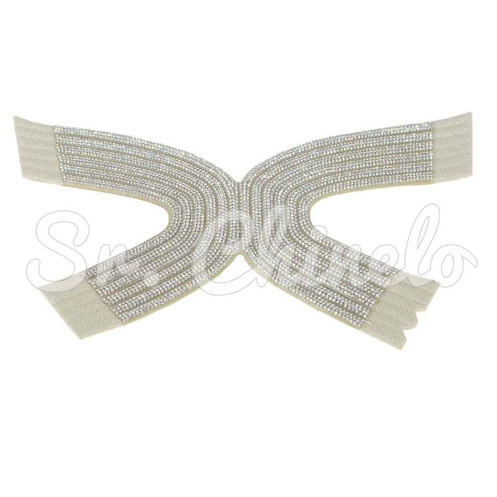 Cabedal Hanna, Tecido com Strass, Pronto para Aplicação em Solas, Branco/Cristal