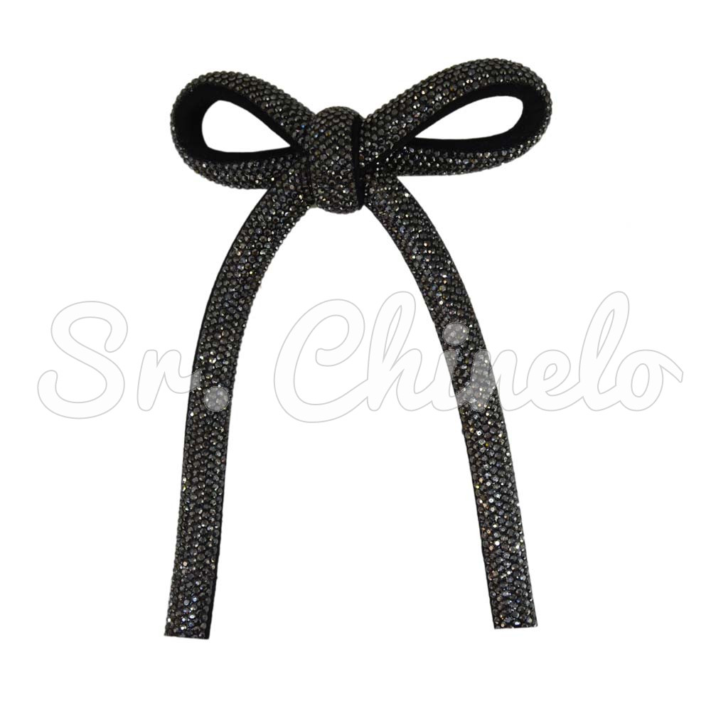 Cabedal Laço Meia Cana 10mm, Tecido, Preto/Grafite