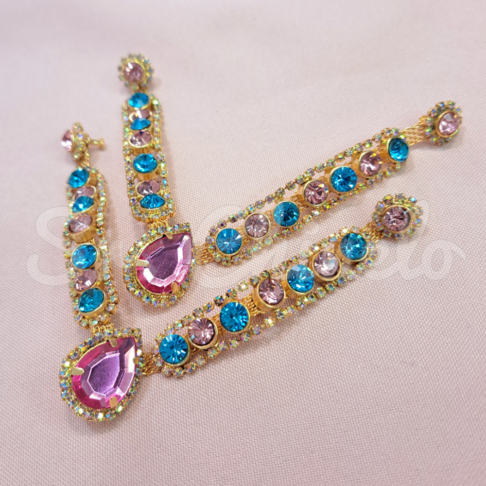 Cabedal Natália, Banhado, Rebite, Rosa Claro/Azul Tiffany