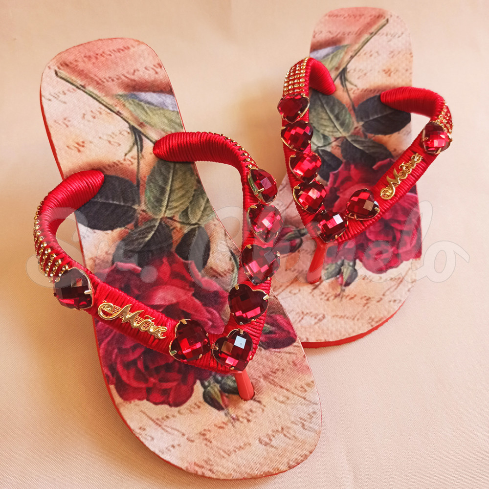 Cabedal Mãe, Coração, Banhado, Rebite, Vermelho