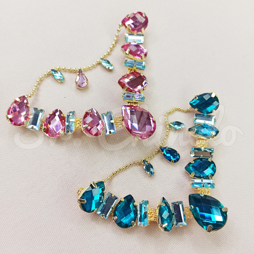 Cabedal Infantil Beatriz, Banhado, Rebite, Turquesa/Tiffany