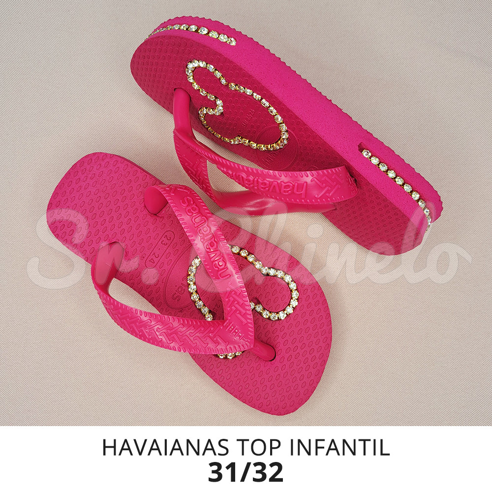 Sandálias Havaianas Top, 31/32, Frisado para Fio de Strass