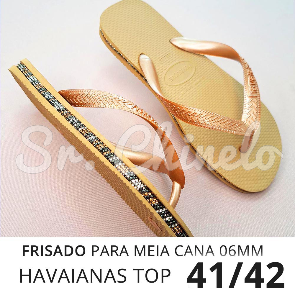 Sandálias Havaianas Top, 41/42, Frisado para Meia Cana 06mm