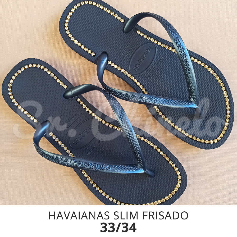Sandálias Havaianas Slim, 33/34, Frisado para Fio de Strass