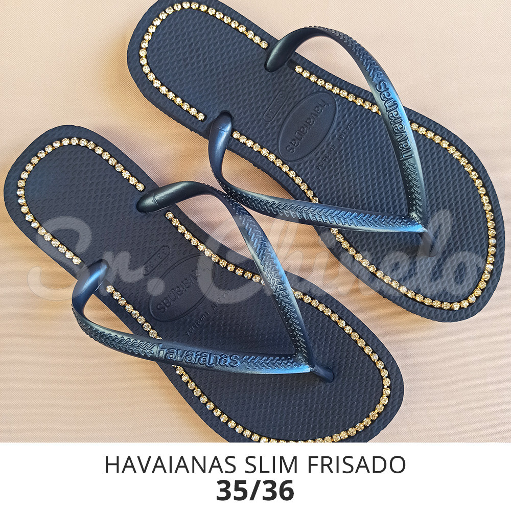 Sandálias Havaianas Slim, 35/36, Frisado para Fio de Strass
