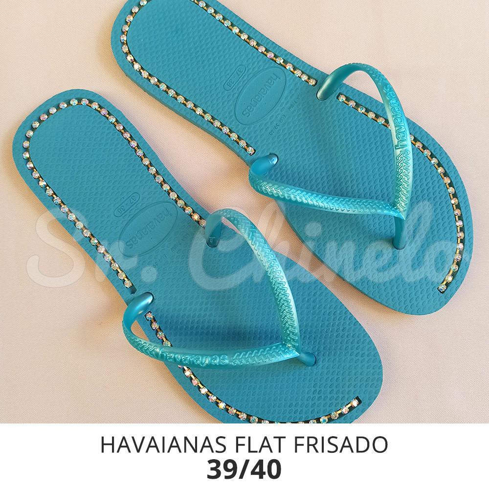Sandálias Havaianas Flat, 39/40, Frisado para Fio de Strass