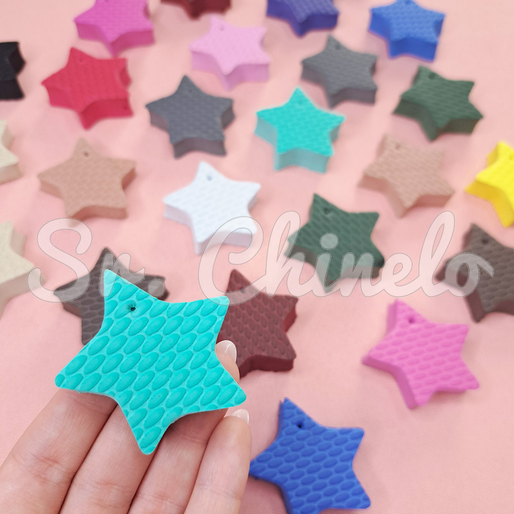 Kit de Pingentes de Borracha para Chaveiro, Estrela Coração e Borboleta, Azul Ametista