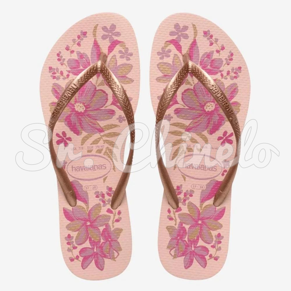 Sandálias Havaianas Slim Organic 2025/26, Rosa/Dourado