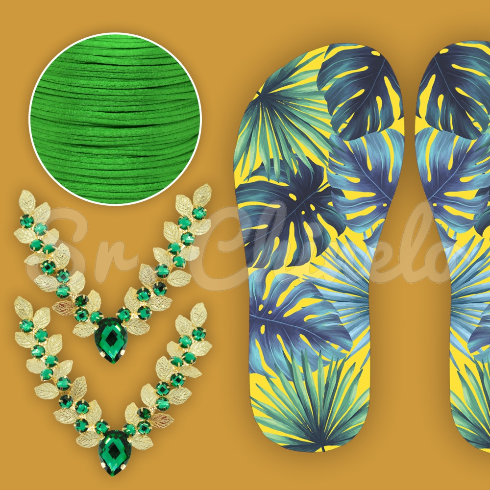 Lonita Folhas Tropicais e Cabedal Atena Verde