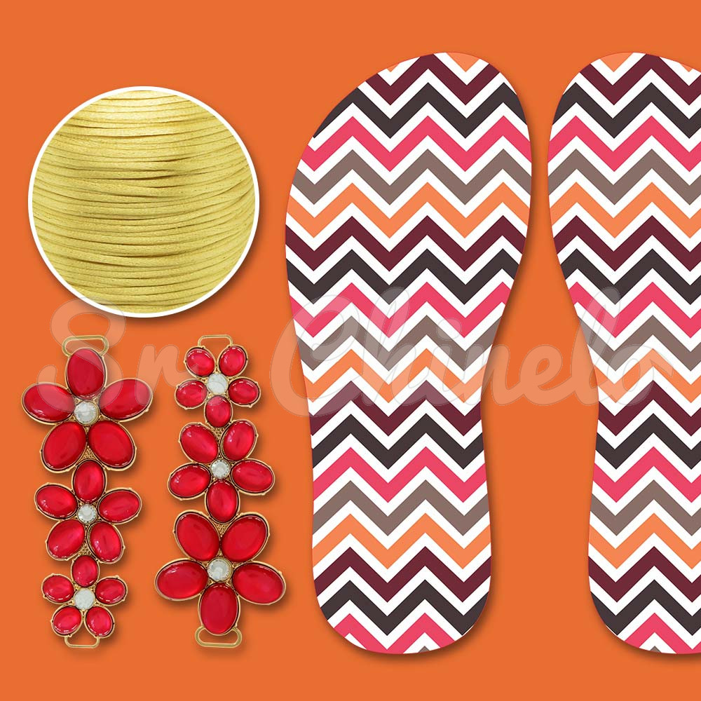 Lonita Geométrica com Cabedal Primavera Vermelho