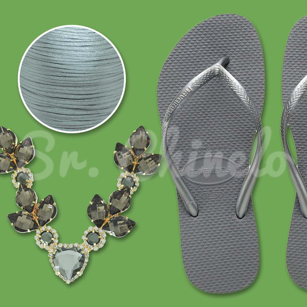 Cabedal Elis Fumê e Havaianas Cinza Aço