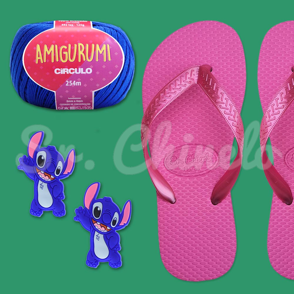 Fio Amigurumi Azul Bic e Aplique Stitch