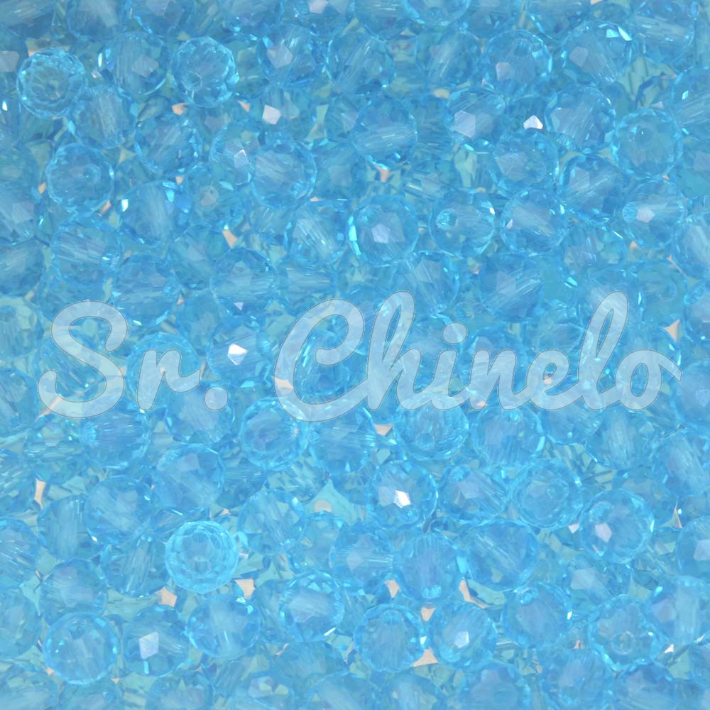 Cristal de Vidro, Rondel, 06mm, Azul Água Transparente