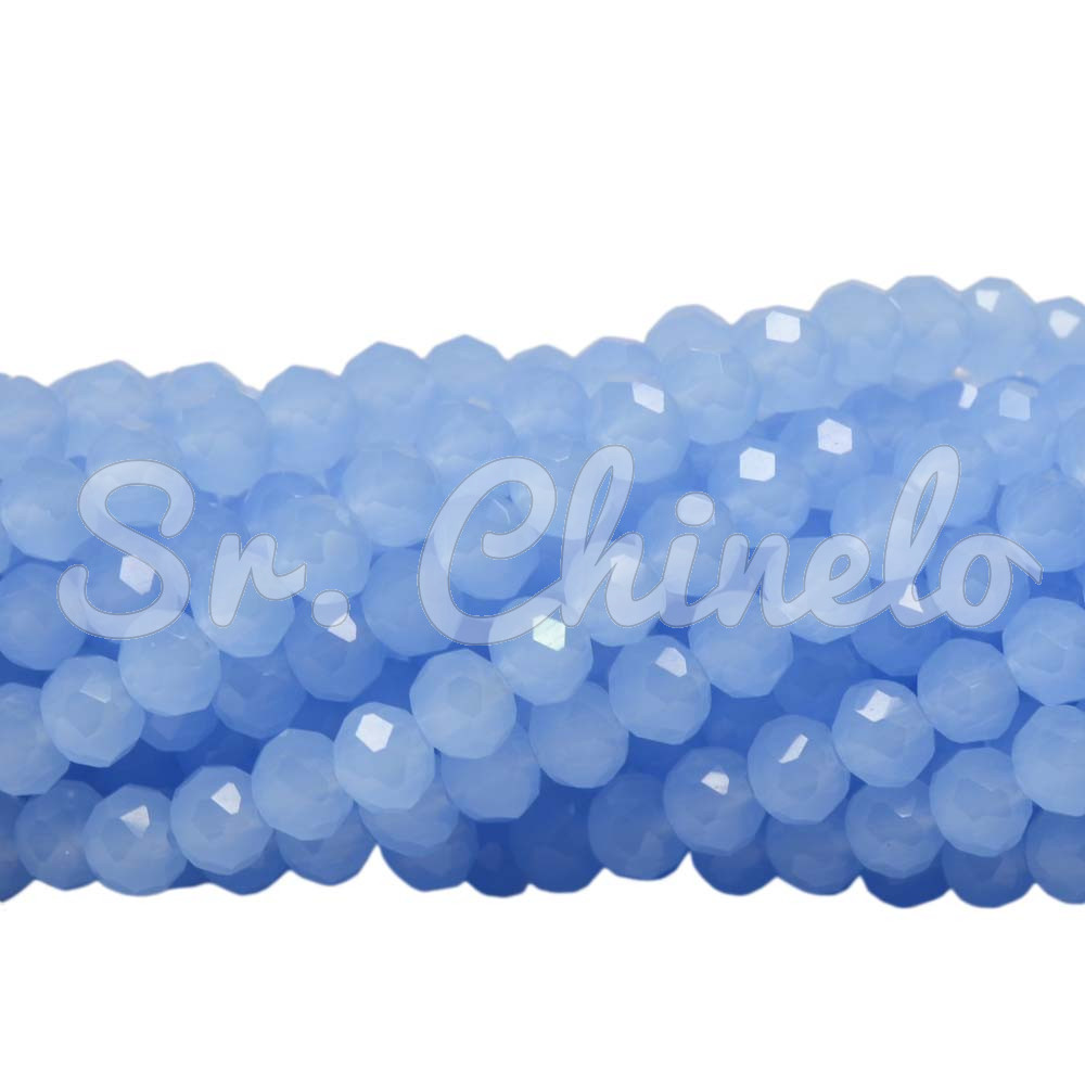 Cristal de Vidro, Rondel, 06mm, Azul Candy