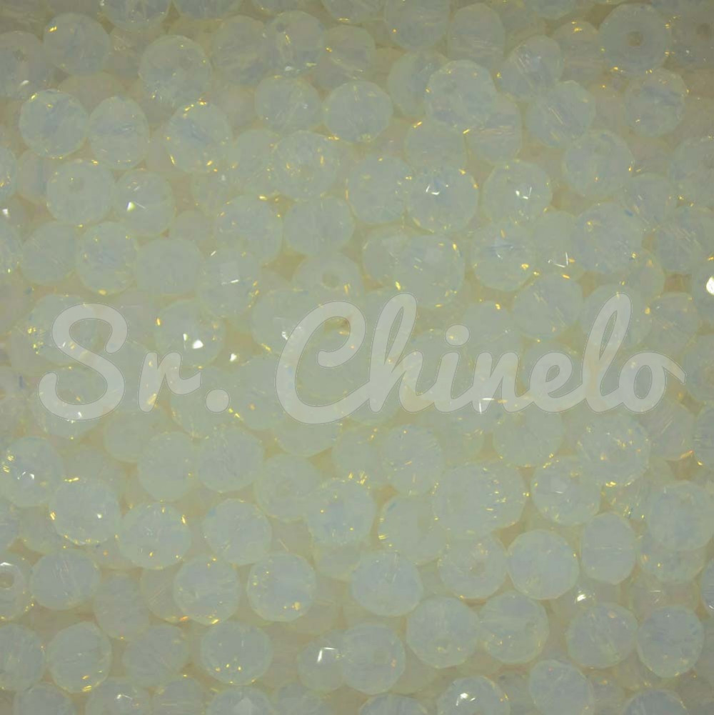 Cristal de Vidro, Rondel, 06mm, Branco Transparente