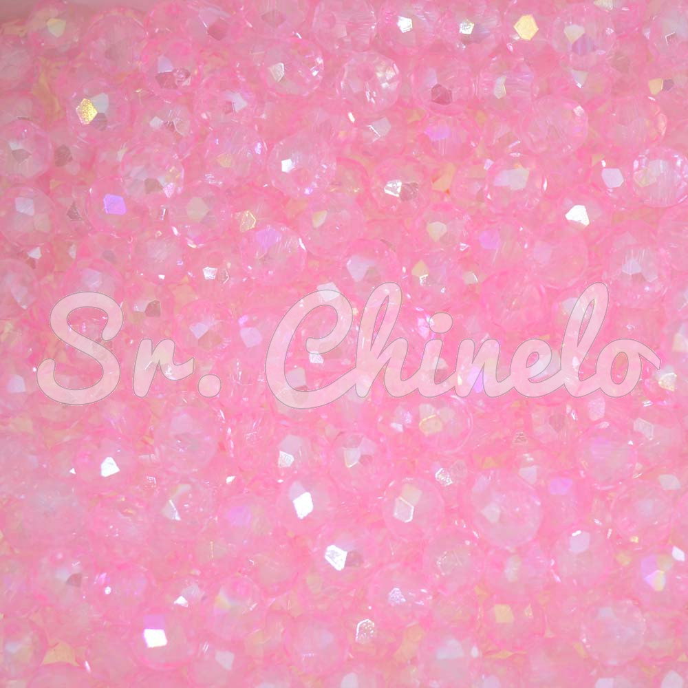 Cristal de Vidro, Rondel, 06mm, Rosa Transparente Furtacor